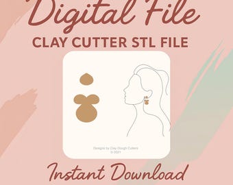 Digital STL File | Fall Clay Cutter Dangle Drop (2 Piece Set) | Arch Shape Cutter | Scalloped Clay Cutter |   Pendant Dangle Cutter