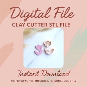 Digital STL File | Tulip Flower Clay Cutter Set | Spring Daisy Clay Cutter | Peony Clay Cutter | Lily Cutter | Floral Clay Cutter