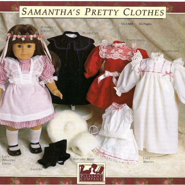 Instant Download!  Vintage Sewing Patterns for 18" Doll - Samantha's Pretty Clothes