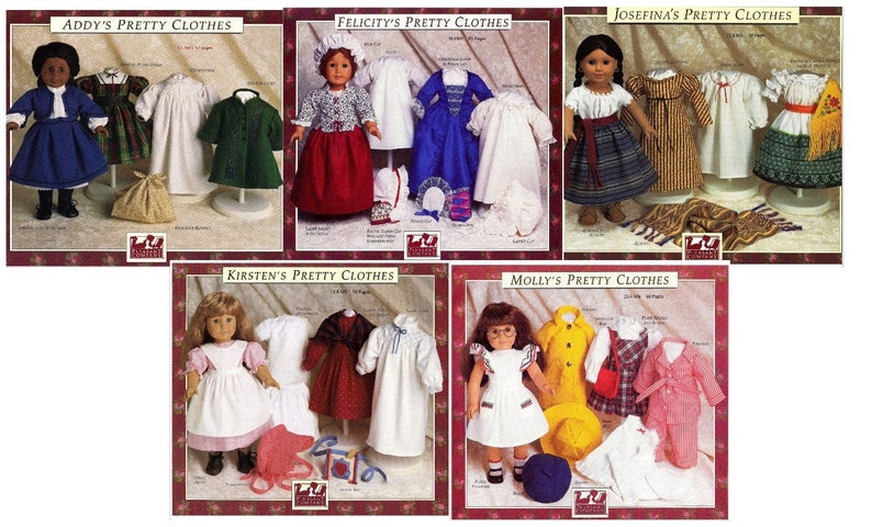 Instant Download Five Vintage Sewing Patterns for 18 Doll image 1