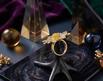 Women's Gold-Plated Flower Statement Ring| Ladies Ring