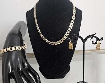 Classic Link Necklace Earrings, and Bracelet Set