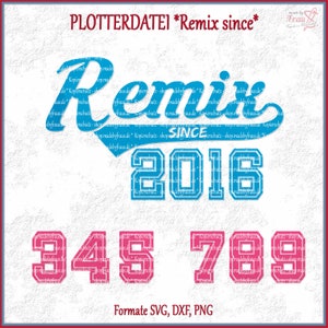 Archivo de trazador - Remix Since con año de nacimiento - incluidos los números del 0 al 9 en estilo universitario