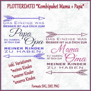 Plotterdatei * Kombipaket Mama - Oma + Papa - Opa | svg dxf png | Muttertag plotten | Vatertag | Geburtstag | Download | Silhouette
