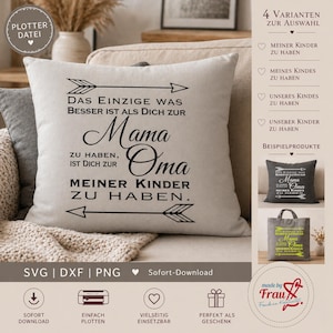 Plotterfil * Ordspråk för mamma och mormor | svg dxf png | Mors dag-plotter | Bästa mamma och mormor | Födelsedag | Ladda ner | Siluett