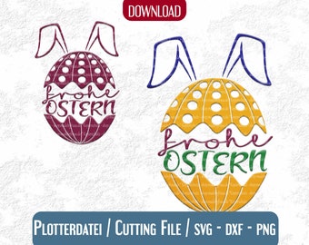 Happy Easter - lettering in the egg with rabbit ears *plotter file | Easter | easter decoration