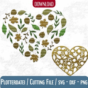 Puede incluir: Un diseño de archivo de corte digital que presenta dos formas de corazón hechas de hojas y ramas. El diseño es perfecto para crear manualidades, decoraciones o tarjetas con temática otoñal.