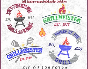Plotter file * Grill & Chill with years, date of birth designed, grill master, svg, dxf