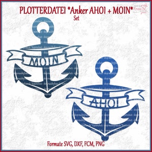 Archivo Plotter * 2 anclas con las palabras "Ahoy" y "Moin", marítimas | Ancla | refranes | Letras de trama | Descargar