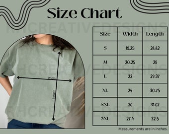 C1717 size chart - Comfort Colors 1717 Size Chart - Digital Download - CC1717 Size Chart - Unisex Size Chart - Tshirt Size Chart