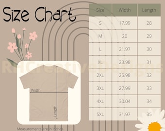 Gildan 5000 Size Chart | Gildan 5000 Mockup | Tshirt Size Chart | Gildan Shirt Size Guide | Digital Size Chart | Downloadable Size Chart