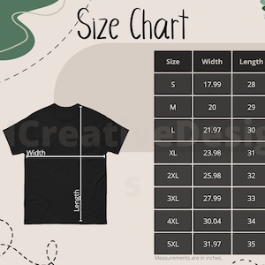 Gildan 5000 Size Chart | Gildan 5000 Mockup | Shirt Size Chart | Gildan Tshirt Size Guide | Digital Size Chart | Downloadable Size Chart