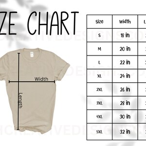Gildan 5000 Size Chart | Gildan 5000 Mockup | Tshirt Size Chart | Gildan Shirt Size Guide | Digital Size Chart | Downloadable Size Chart