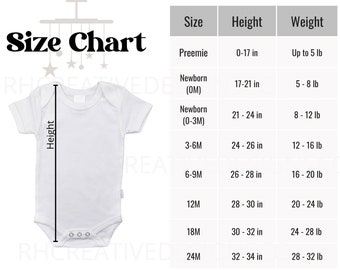 Gerber Childrenswear 6516A Size Chart | Gerber 6516A Size Chart | Gerber Mockup | Gerber 6516A Mockup | Infant Jersey Bodysuit Size Chart