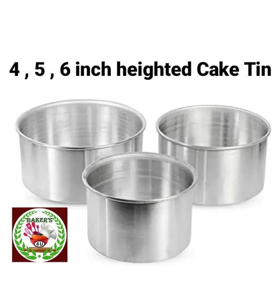Aluminium Baking Round Cake Pan/Mould - 4, 5 & 6 Diameter x 4 Height  for Cake (Set of 3 Pieces)