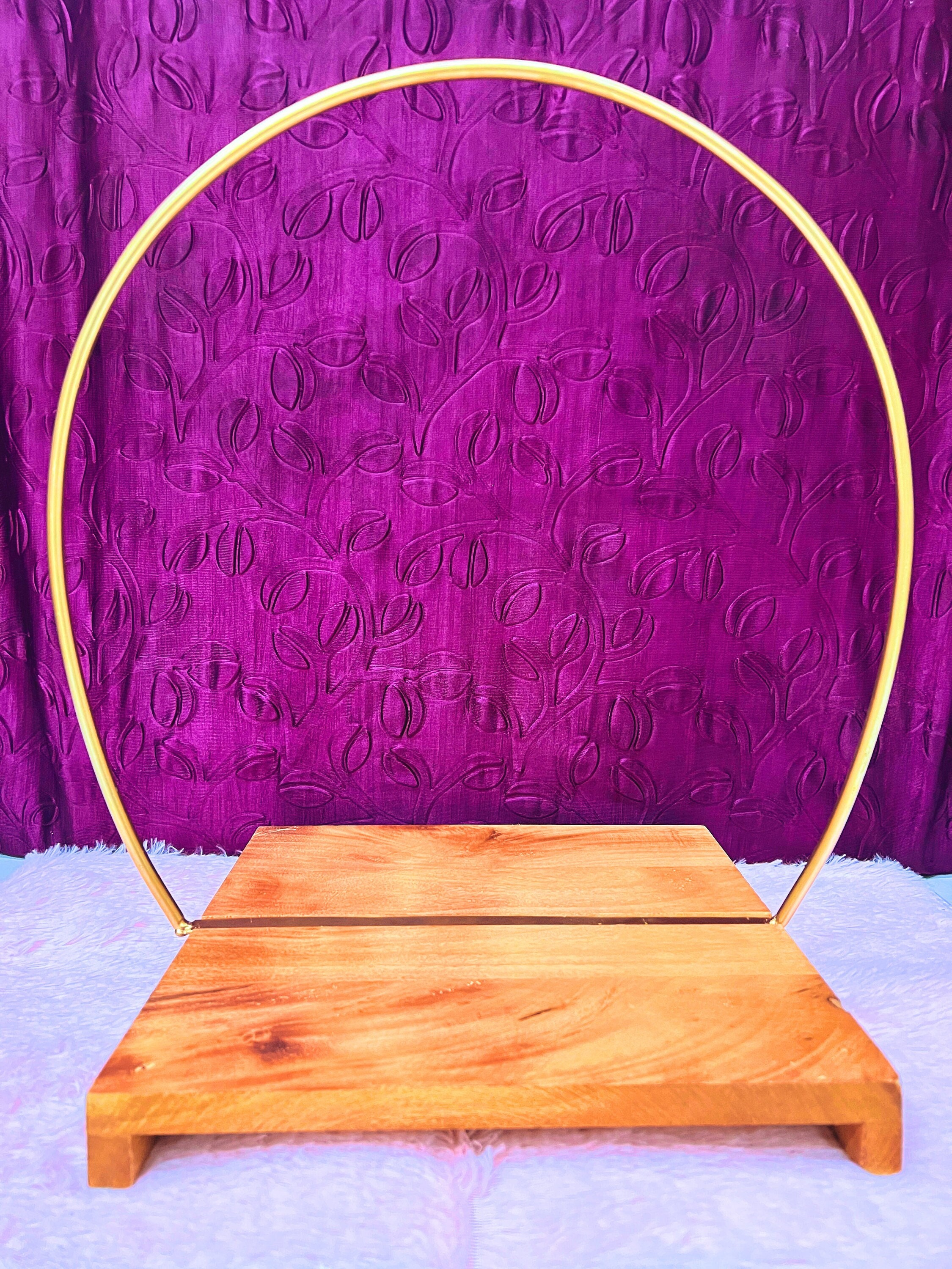 Metal Ring Cake Stand With Wooden Base 16 In oval Big Etsy