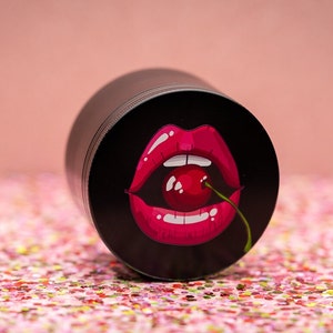 Girly Grinder | Sexy Lips Grinder | Cherry Grinder | Unique Grinder | 2.5 inch Grinder | Cute Grinder with Mini Scraper Tool