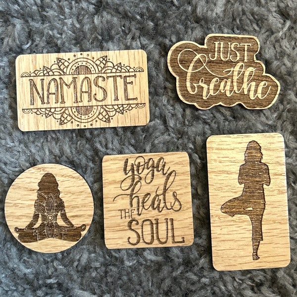 Yoga Magnets | Wood Magnets | Namaste | Yoga | Set of 5 | Yoga Gift