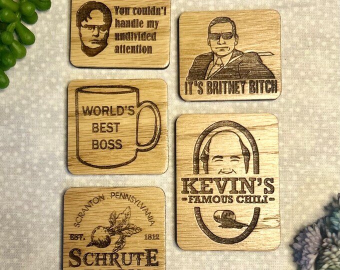 The Office Magnets | Wood Magnets | Laser Engraved | the Office | Set ...