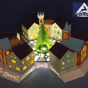 File SVG 3D e studio Lanterna "Christmas Square", un decoro per le riunioni stagionali.
