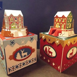 File 3D SVG e studio "La casa dell'albero di Natale Box" con luce