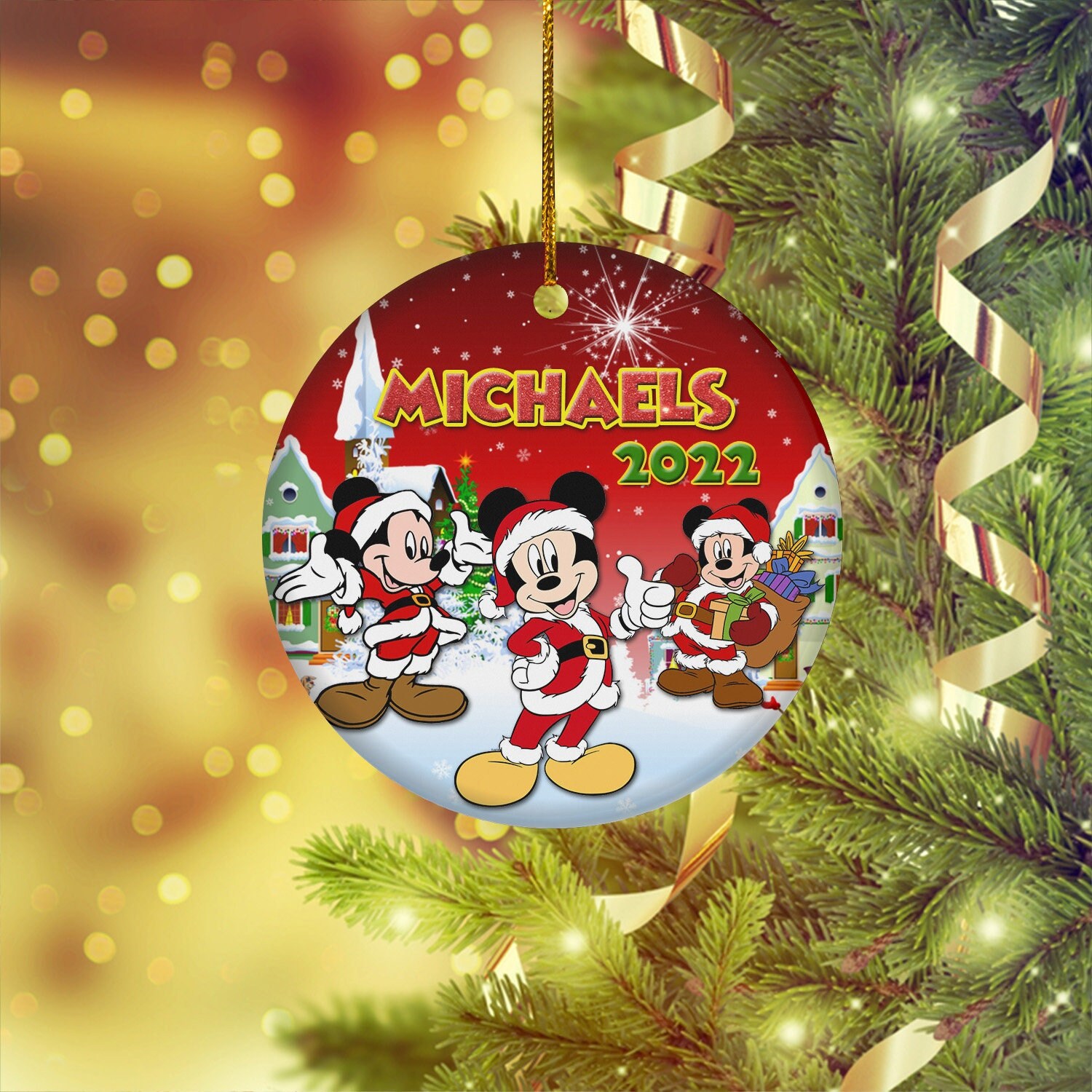 Personalized Mickey Mouse Christmas Ornament, Disney Christmas Ornament