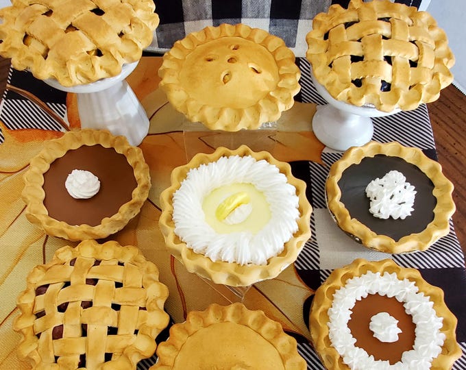 Faux Food Pie: 4" Replica Prop - Pumpkin, Cherry, Chocolate. Apple, Banana Apple, Peach