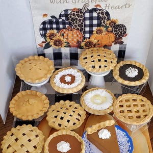5&quot; Pumpkin, Cherry, Blueberry, Apple Holiday Pies Faux Food /Fake Bake/ Replica /Prop/Display