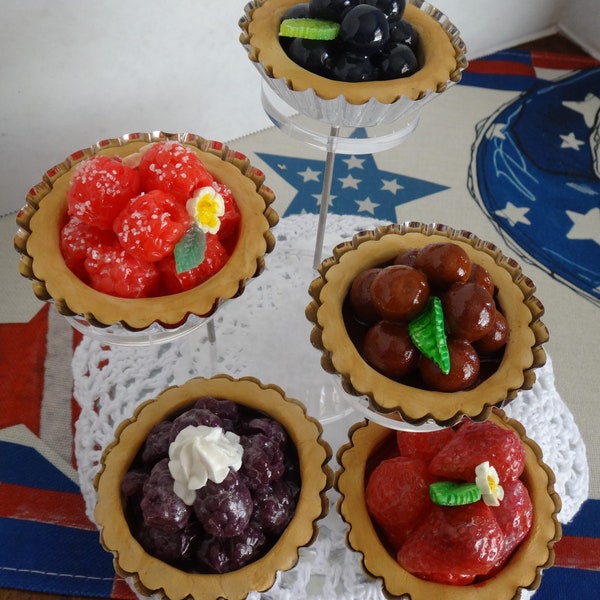 2.5”Cherry, Blueberry, Raspberry, Blackberry,& Strawberry Mini Fruit Tarts   Faux Food /Fake Bake/ Replica /Prop/Display