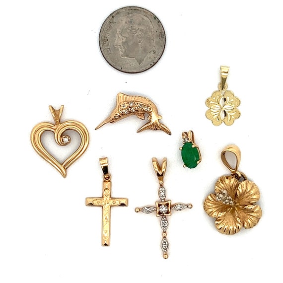 14k Vintage Charms | Clover, Hibiscus, Diamond Ma… - image 1