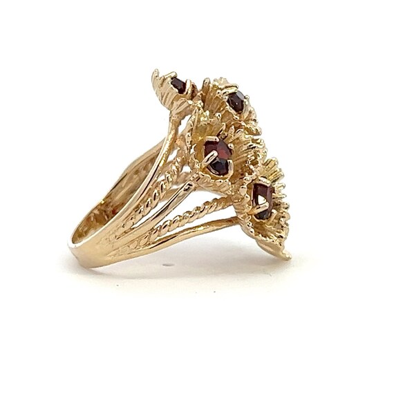 Vintage Garnet Ring | Unique Gold Ring with Garne… - image 4