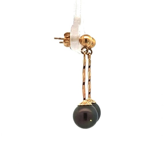 Vintage Black Pearl Dangle Earrings | Black Pearl… - image 3