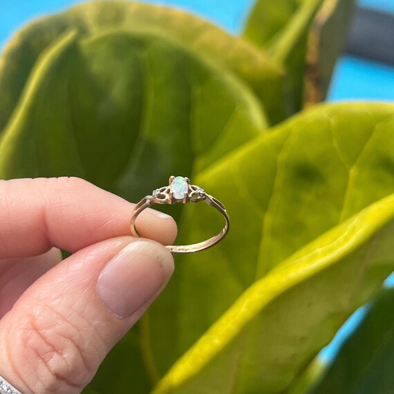 Vintage Opal Ring | 10k Stackable Ring Size 6 3/4… - image 2