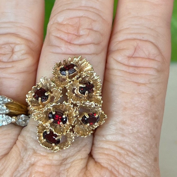 Vintage Garnet Ring | Unique Gold Ring with Garne… - image 8