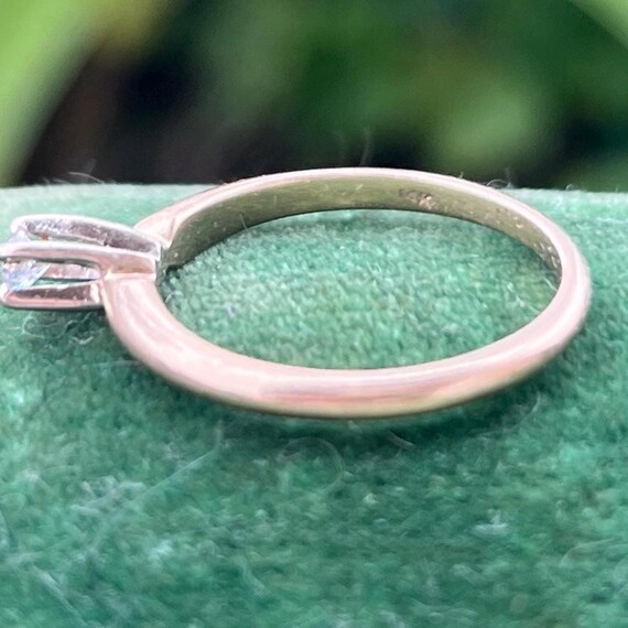 Vintage Solid 14k Gold Tiny Diamond Solitaire Pro… - image 7