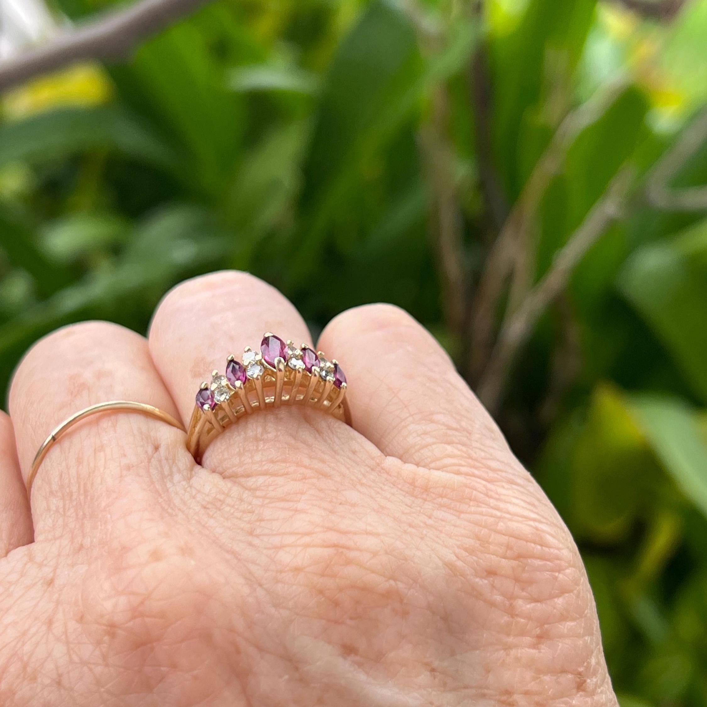 Vintage Ruby Diamond Band 14k Yellow Gold Ring Size 6 #522 - Etsy