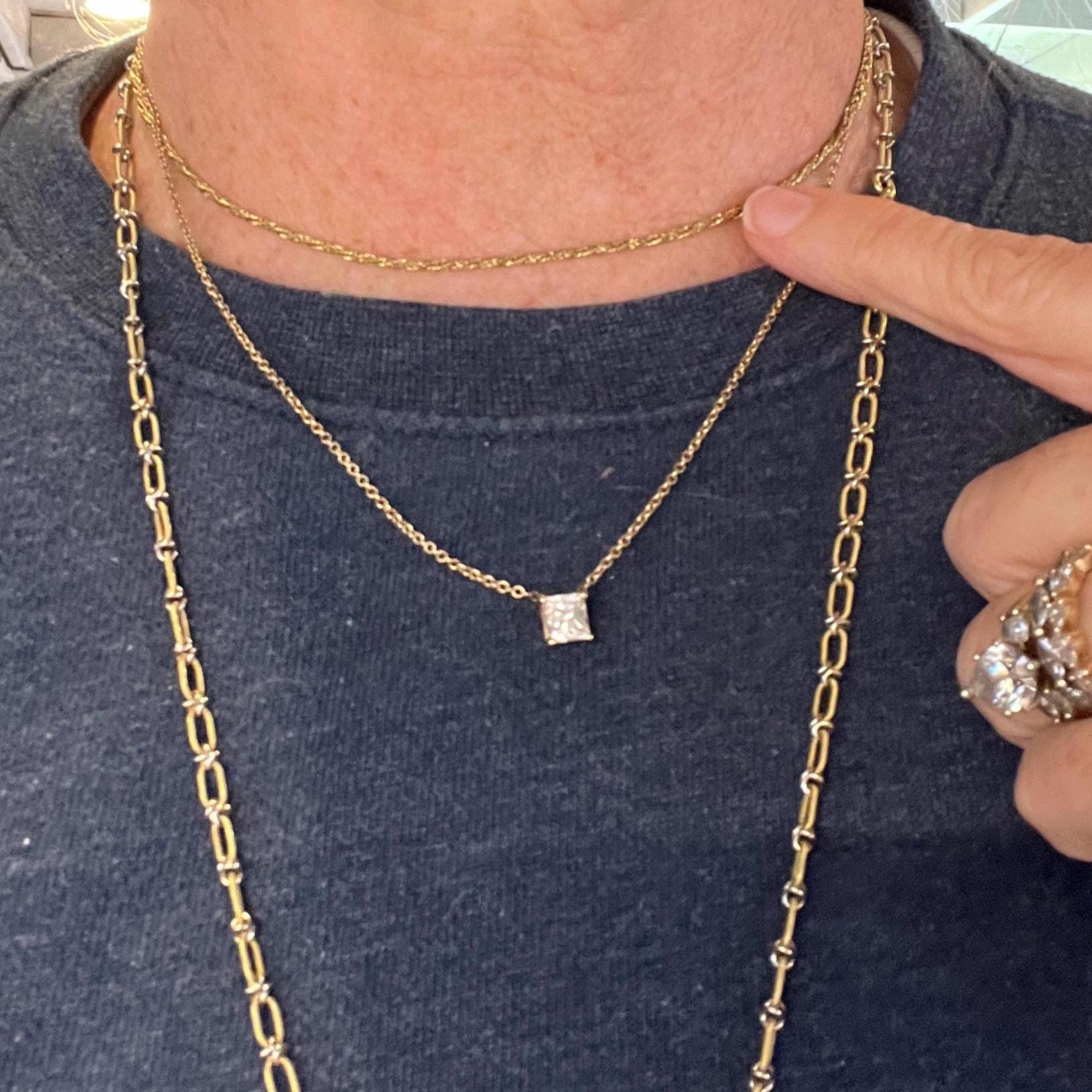 Vintage Necklace, Stamped 14k 585, 15 Inches Long Wheat Chain 520