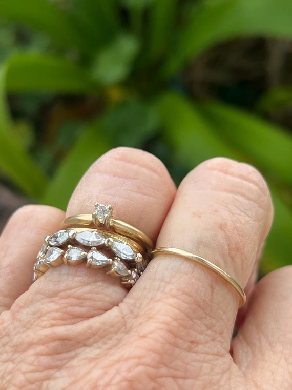 Vintage Solid 14k Gold Tiny Diamond Solitaire Pro… - image 6