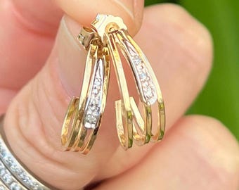 Vintage Hoop Earrings – 14k with Diamonds #106