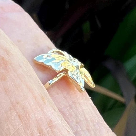 Old School Butterfly Ring | Solid 10k Stacking Di… - image 4