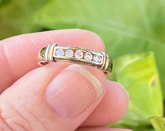 Vintage 14k Solid Gold CZ Band – Size 6.75 #40