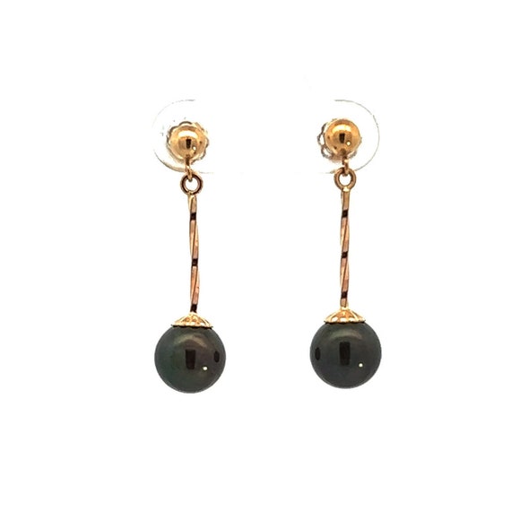 Vintage Black Pearl Dangle Earrings | Black Pearl… - image 1
