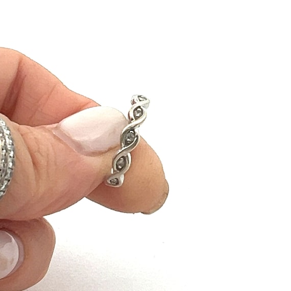 Braided Diamond 7 Stone Ring ~ Stackable Layering… - image 2