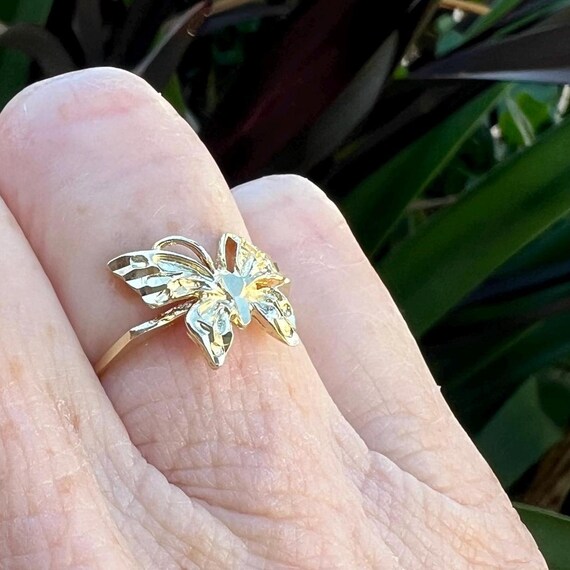Old School Butterfly Ring | Solid 10k Stacking Di… - image 7