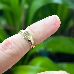 ヴィンテージ 14金 イニシャル M ベビーハートリング、14金 M シグネット サイズ 1 1/2 #68