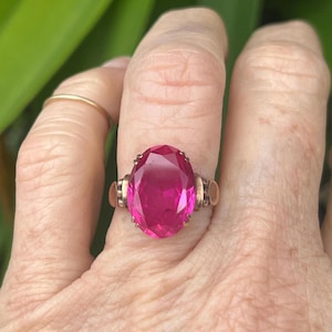 Vintage 14k Rose Gold Ruby Ring – Double Claw Solitaire, Size 5.5 #032