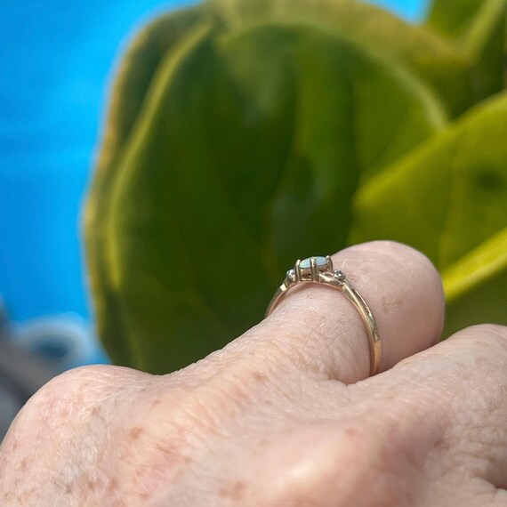 Vintage Opal Ring | 10k Stackable Ring Size 6 3/4… - image 3