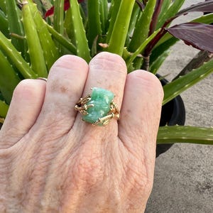 Greene Jade Stone | Carved Bamboo Jadeite Ring | Natural Jade Gifte Ring Size 8, Vintage Ring for Women |  Nature Jade   115