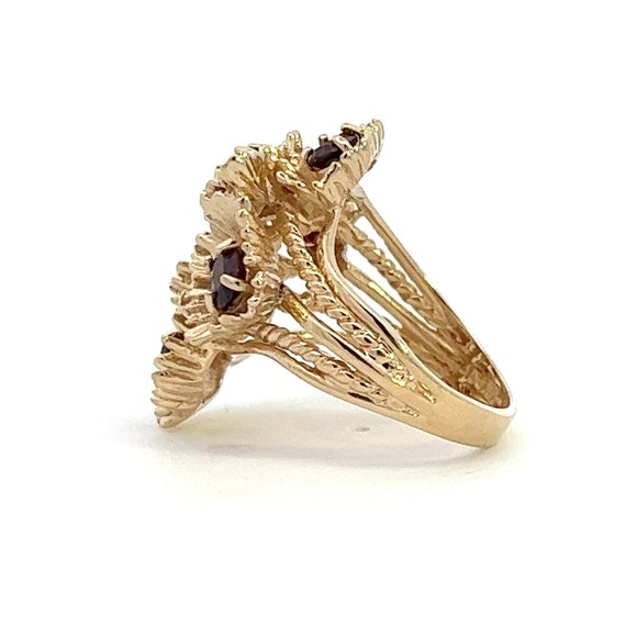 Vintage Garnet Ring | Unique Gold Ring with Garne… - image 6