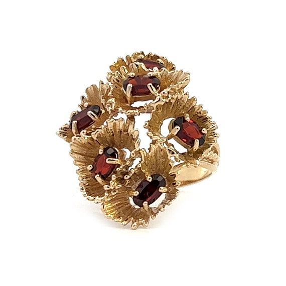 Vintage Garnet Ring | Unique Gold Ring with Garne… - image 3